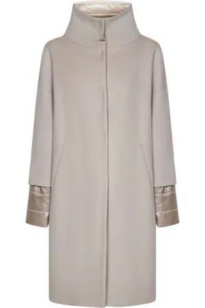 HERNO Beige Winter Coat High Collar