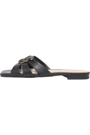 Pinko Sliders, female, , 6 UK, Leather Slide Sandal with Front Logo
