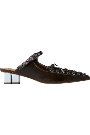 Ganni Heeled Mules, female, , 6 UK, Embellished Denim Heeled Eyelet Mules