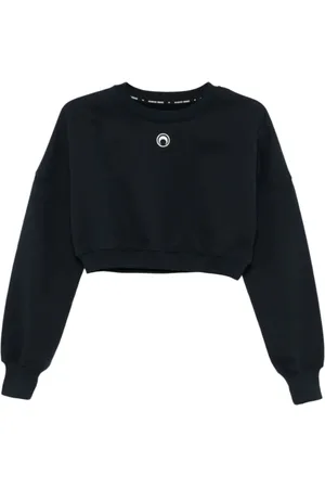 Marine Serre Sweatshirts, female, , S, Moon Logo Fleece Cropped Sweatshirt