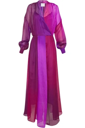 FORTE FORTE Silk Crepe Long Sleeve V-Neck Dress