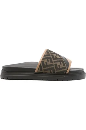 Fendi Sliders, male, , 8 UK, Canvas Padded Sandals with FF Motif