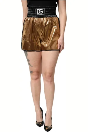 Dolce & Gabbana Metallic High Waist Logo HotTrousers Shorts