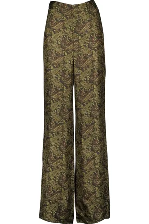 Saint Laurent Silk Wide-Leg Printed Trousers