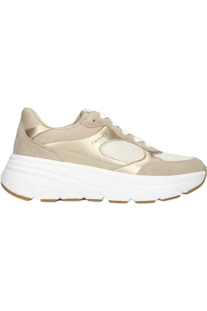 Twin-Set Golden Flat Trainers with Chunky Sole