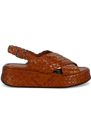 Pon´s quintana Flat Sandals, female, , 4 UK, Hand-Woven Leather Platform Sandals