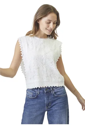 Co`Couture Sleeveless Tops, female, , XS, Lace Top with Embroidered Details