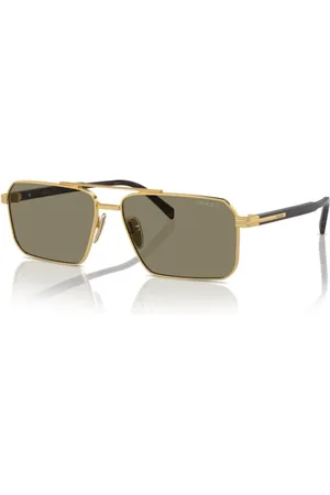 Prada Sunglasses, male, , 58 MM, Rectangular Metal Sunglasses with Acetate Arms