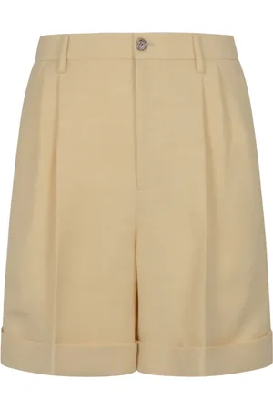 VALENTINO Casual Shorts, male, , M, Beige Button-Front Silk Trousers