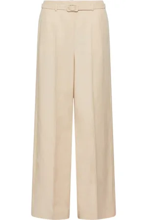 MARELLA Ecru Wide Leg Twill Trousers