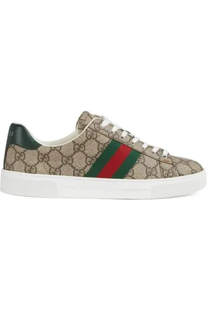 Gucci Sneakers, female, , 7 UK, Green Ace GG Supreme Canvas Trainers