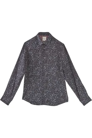 Paul Smith Leopard Print Blue Long Sleeve Shirt