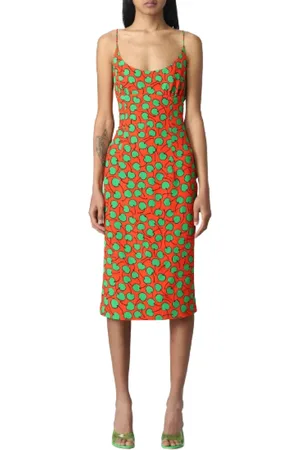 Moschino Midi Dresses, female, , L, Red Cherry Print Dress Ss23