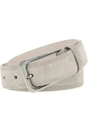 Brunello Cucinelli Belts, female, , XL, Suede Belt with Square Buckle