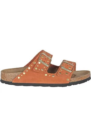 Birkenstock Sliders, female, , 4 UK, Arizona Rivet Suede Leather Sandals Narrow
