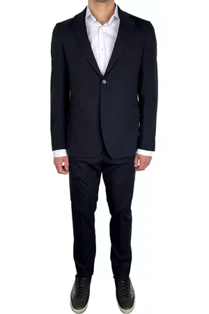 Aquascutum Single Breasted Suits, male, , 2XL, Classic Navy Wool Suit