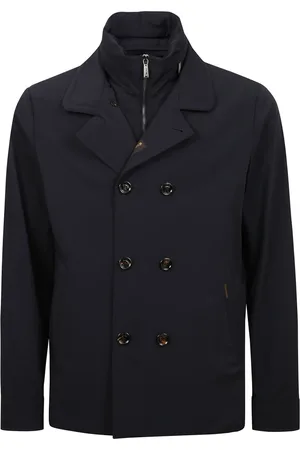 MOORER Blazers, male, , M, Double-Breasted Coat with Front Zipper