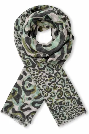 Masai Scarves, female, , ONE SIZE, Green Leopard Print Cotton Accessory