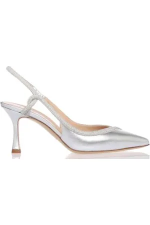 NINALILOU Pumps, female, , 4 UK, Strass Slingback in Silver Leather