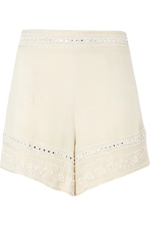 Twin-Set Casual Shorts, female, , M, Embroidered Linen Shorts