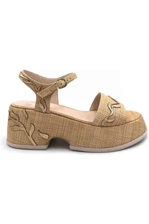 Jeannot Wedges, female, , 5 UK, Natural Fabric Wedge Sandal