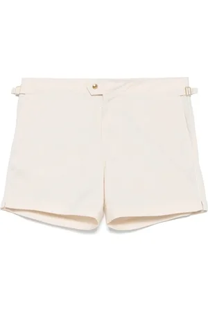 Tom Ford Compact Poplin Swim Shorts in Cream