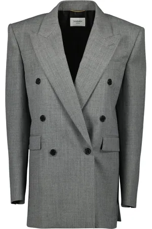 Saint Laurent Blazers, female, , S, Grey Wool Blazer Spring-Summer 2025