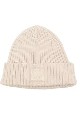 Maison Kitsuné Beanies, female, , ONE SIZE, Leather Patch Beanie in