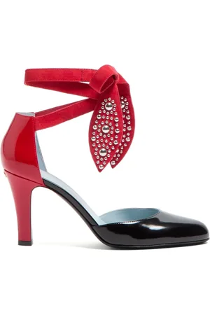 VALENTINO GARAVANI Black Beaded Ankle Strap Heels