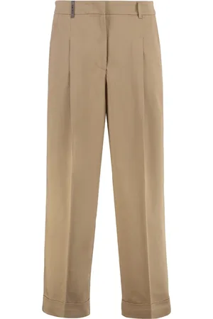 PESERICO SIGN Straight Trousers, female, , L, Cotton Stretch Trousers with Elastic Waist