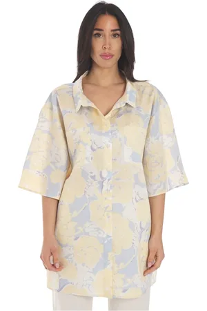 Twin-Set Blue Rose Print Cotton Shirt