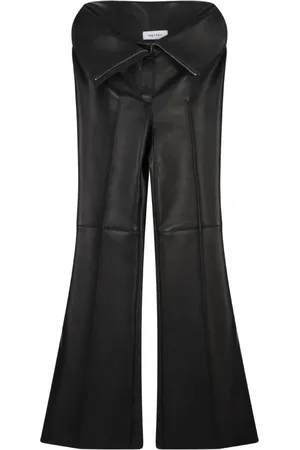 Alexander McQueen Leather Turned-Up Waistband Trousers