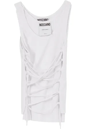 Moschino Sleeveless Tops, female, , S, Lace Sleeveless Top Ribbed