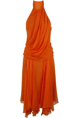 Alberta Ferretti Silk Halter Neck Draped Dress