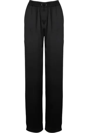 HERNO Wide Leg Satin Trousers with Drawstring