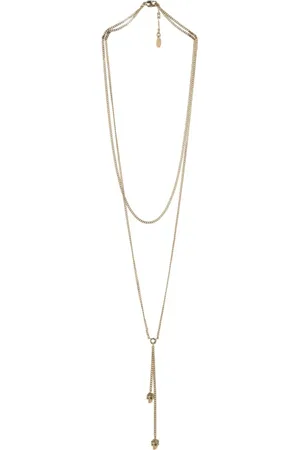 Alexander McQueen Necklaces, female, , ONE SIZE, Skull Wrap Necklace Gold Logo