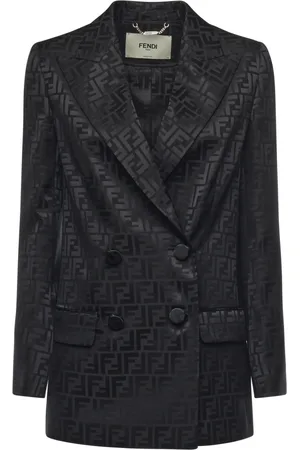 Fendi Blazers, female, , 3XS, Silk Jacquard Double-Breasted Jacket