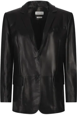 Alexander McQueen Blazers, female, , M, Leather Single-Breasted Jacket