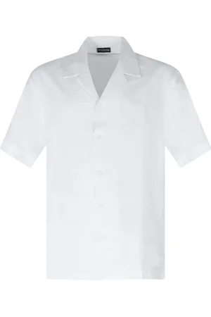Emporio Armani Short Sleeve Shirts, male, , L, Swimwear Linen Shirt