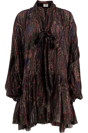 Saint Laurent Short Dresses, female, , M, Lavallière Silk Lurex Dress Spring-Summer 2025