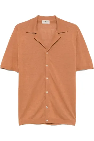 IRISH CRONE Short Sleeve Shirts, male, , XL, Camel Button-Up Shirt