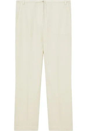 Patrizia Pepe Straight Trousers, female, , M, Wide Leg Ivory Trousers
