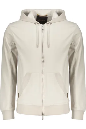 MOORER Zip-throughs, male, , M, Adjustable Hoodie with Ribbed Cuffs