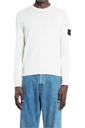 Stone Island Round-neck Knitwear, male, , L, Ivory Cotton Knit Crew Neck Jumper