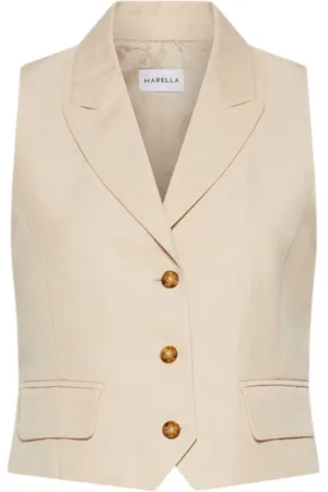 MARELLA Ecru Twill Sleeveless Jacket