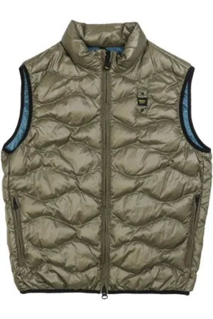 Blauer Vests, male, , XL, Check Sleeveless Quilted Jacket
