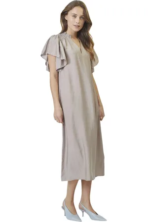 Co`Couture Frill Dress in Walnut Color