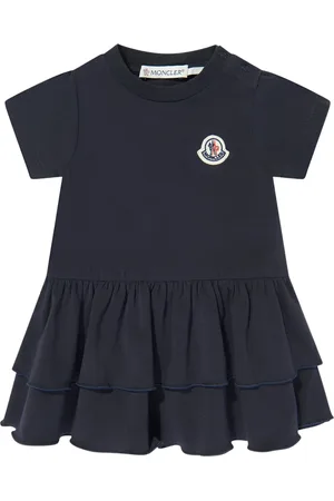 Moncler Dresses, female, , 2 Y, Navy Logo Ruffle Dress for Baby Girls