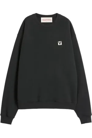 VALENTINO Sweatshirts, male, , XL, Logo Patch Round Neck Sweatshirt