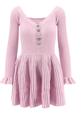 Self-Portrait Short Dresses, female, , S, Ribbed Knit Mini Dress with Jewel Buttons